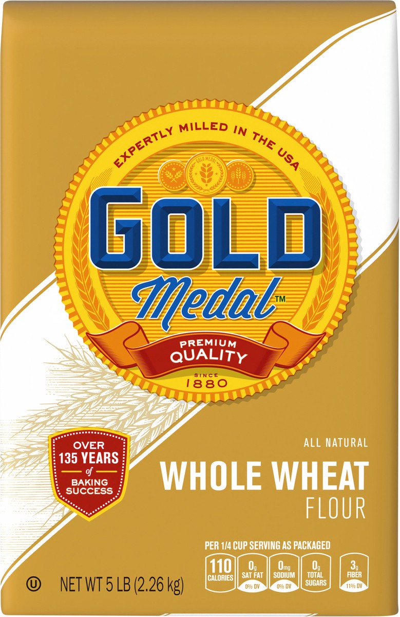 slide 7 of 14, Gold Medal Premium Quality All Natural Whole Wheat Flour For Baking, 5 lb., 5 lb