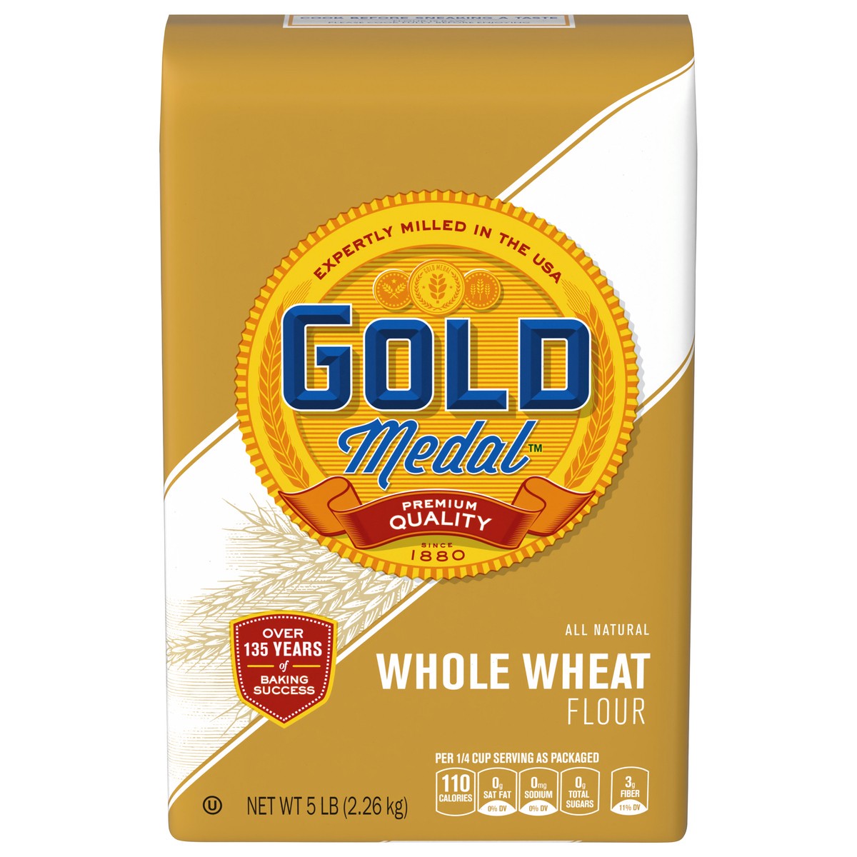 slide 1 of 14, Gold Medal Premium Quality All Natural Whole Wheat Flour, 5 lb, 5 lb