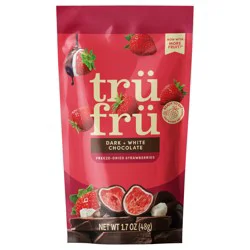 Tru Fru Freeze Dried Strawberries in Dark & White Chocolate, 1.7 oz