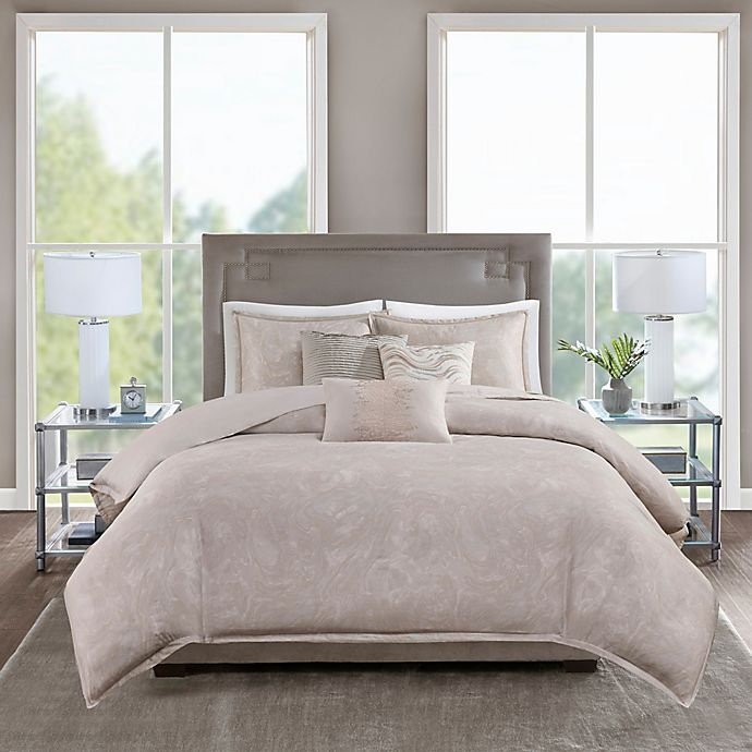 slide 1 of 12, Madison Park Emory Reversible Full/Queen Duvet Cover Set - Rose Gold/Beige, 6 ct