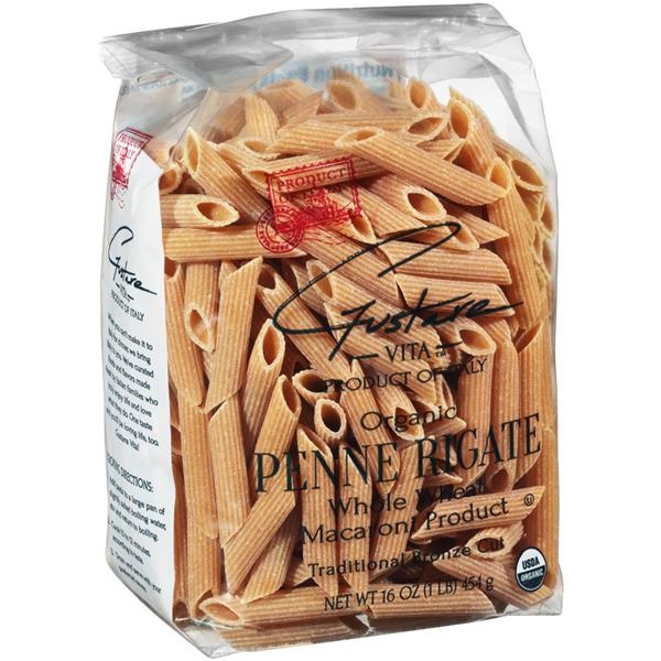 slide 1 of 1, Gustare Vita Organic Traditional Bronze Cut Whole Wheat Macaroni Product, Penne Rigate, 16 oz