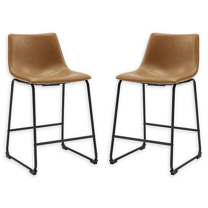 slide 1 of 8, Forest Gate Faux Leather Counter Stools - Whiskey, 2 ct