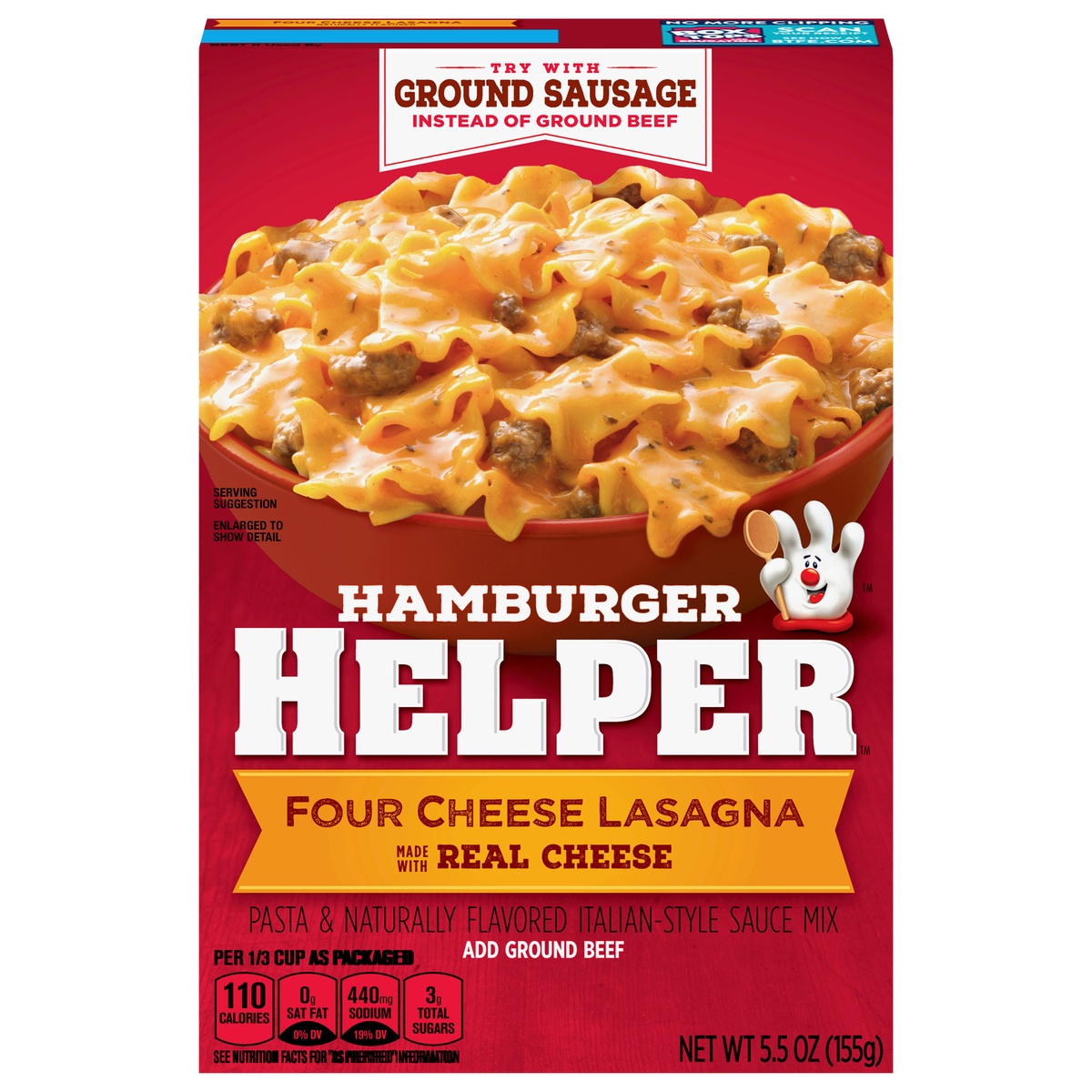 slide 11 of 11, Hamburger Helper, Four Cheese Lasagna,box, 5.5 oz