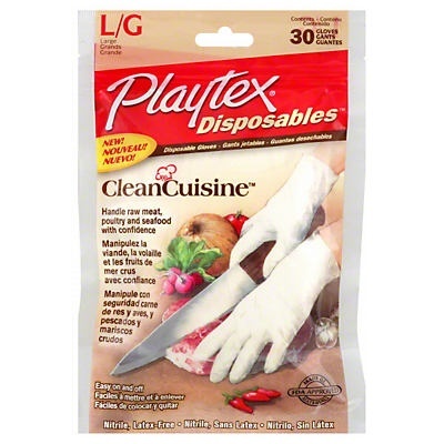 slide 1 of 1, Playtex Disposables Gloves - CleanCuisine - Large, 30 ct