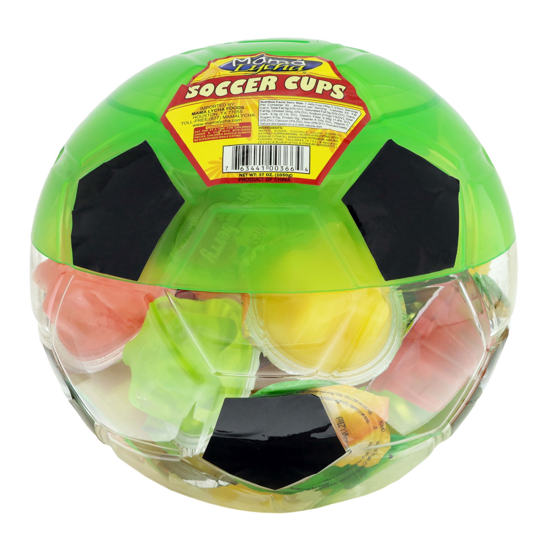 slide 1 of 1, Mama Lycha Soccer Cups Real Fruit Chunks, 37 oz