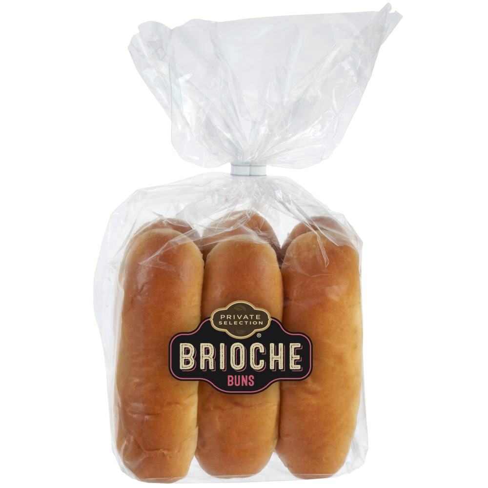 slide 3 of 5, Private Selection Brioche Hot Dog Buns, 6 ct / 9.44 oz