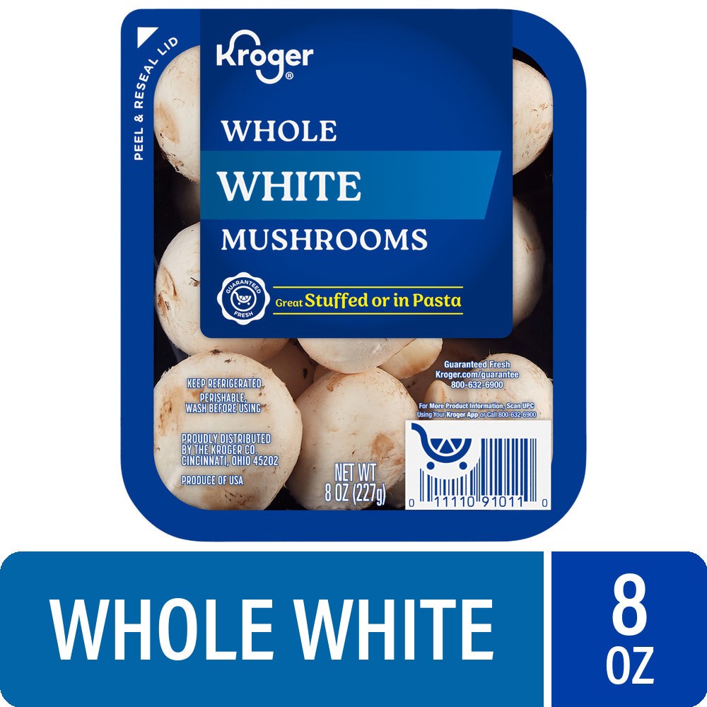slide 1 of 2, Kroger White Whole Mushrooms, 8 oz
