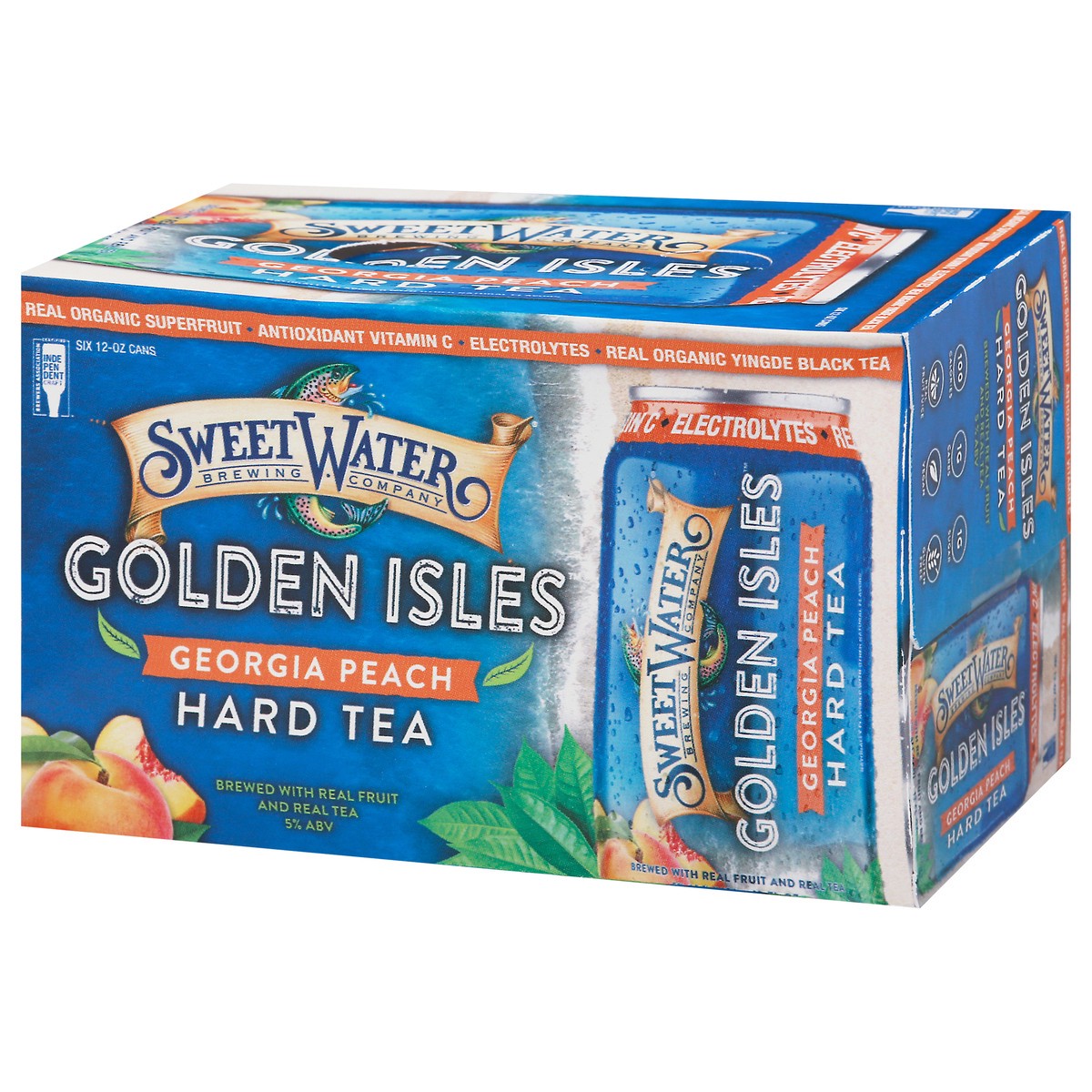 slide 9 of 14, SweetWater Brewing Company Golden Isles Georgia Peach Hard Tea 6-12 oz Cans, 6 ct