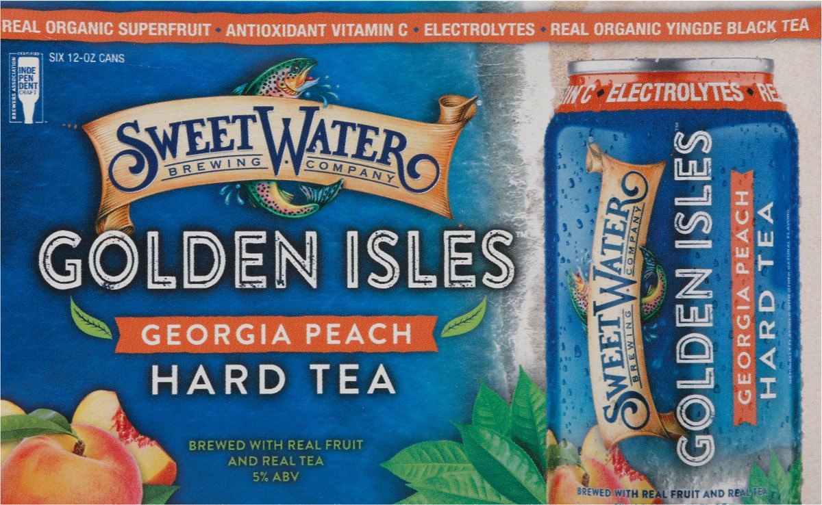 slide 6 of 14, SweetWater Brewing Company Golden Isles Georgia Peach Hard Tea 6-12 oz Cans, 6 ct