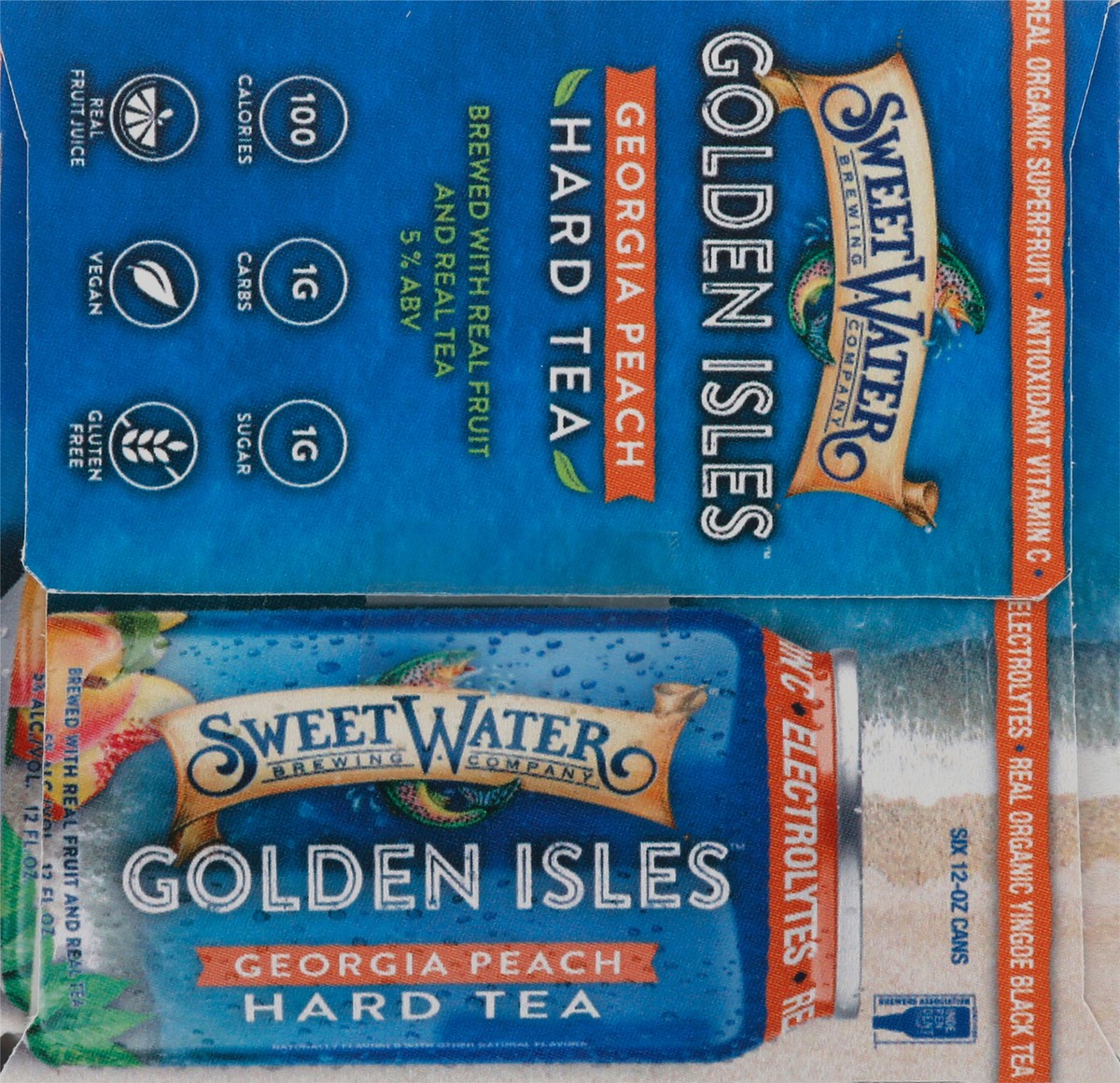 slide 3 of 14, SweetWater Brewing Company Golden Isles Georgia Peach Hard Tea 6-12 oz Cans, 6 ct