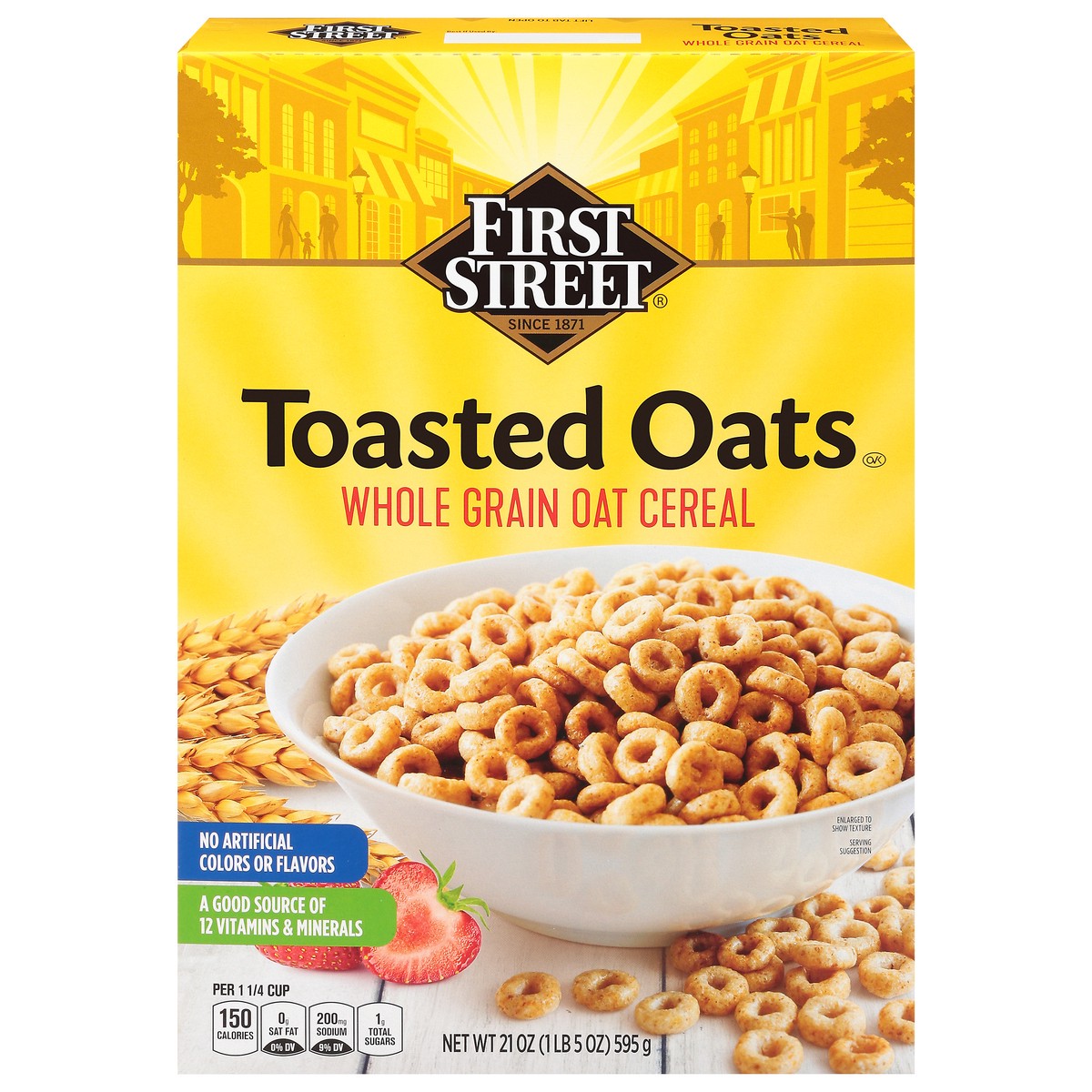 slide 6 of 13, First Street Cereal Whole Grain Toasted Oats, 21 oz
