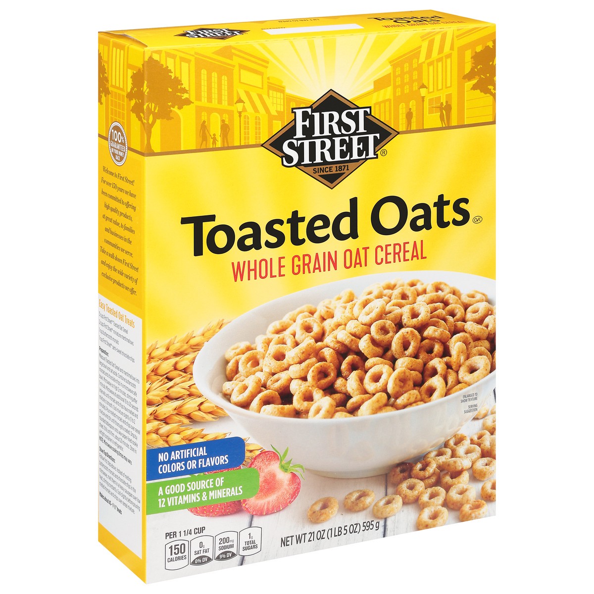 slide 2 of 13, First Street Cereal Whole Grain Toasted Oats, 21 oz