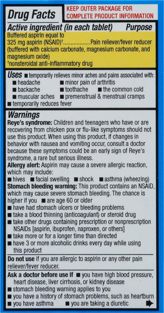 slide 6 of 13, Bufferin Aspirin Coated Tablets 325mg, 130 ct