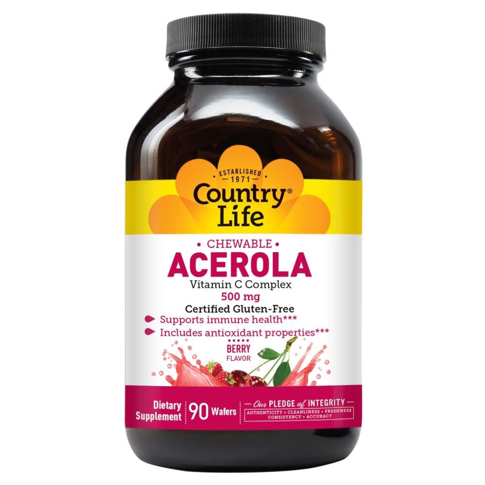 slide 1 of 1, Country Life Acerola Vitamin C 500 mg Wafers, 90 ct