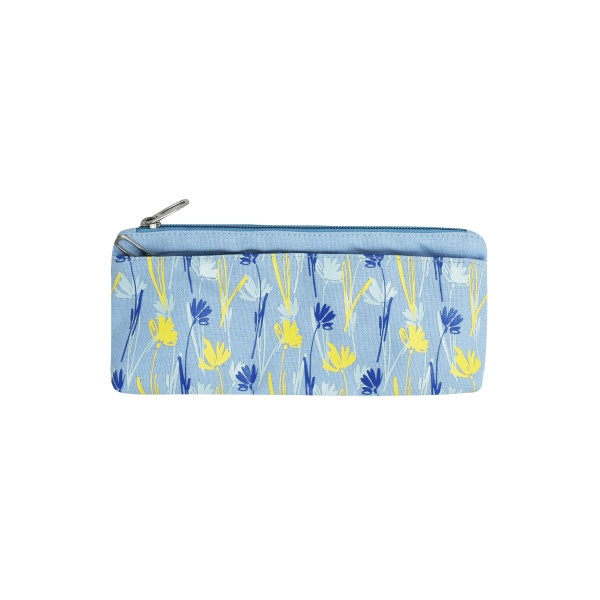 slide 1 of 1, Office Depot Brand Canvas Pencil Pouch, 3-3/4'' X 8'', Blue/Yellow, 1 ct