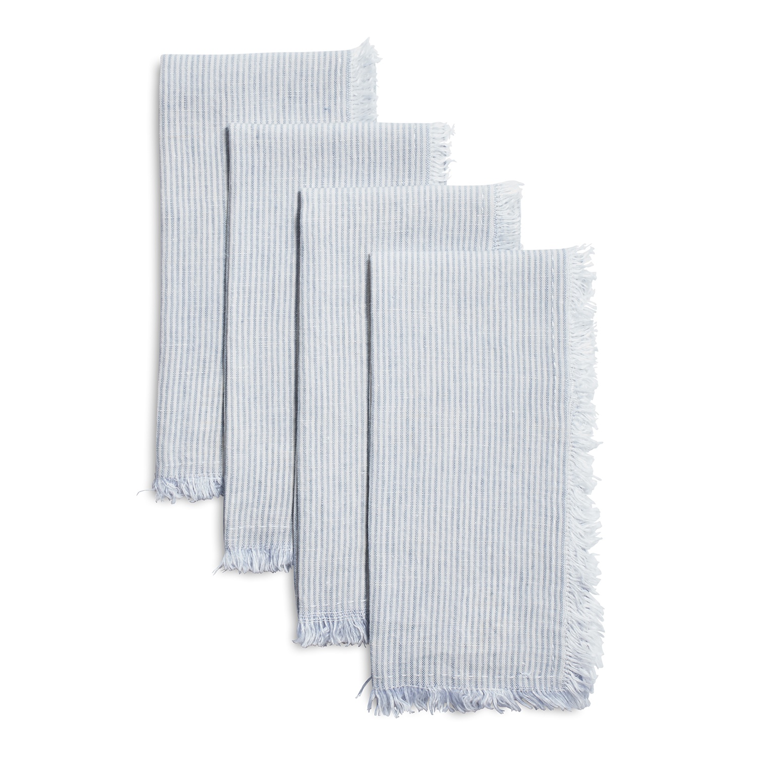 slide 1 of 1, Sur La Table Frayed Stripe Linen Napkins, Sky, 4 ct