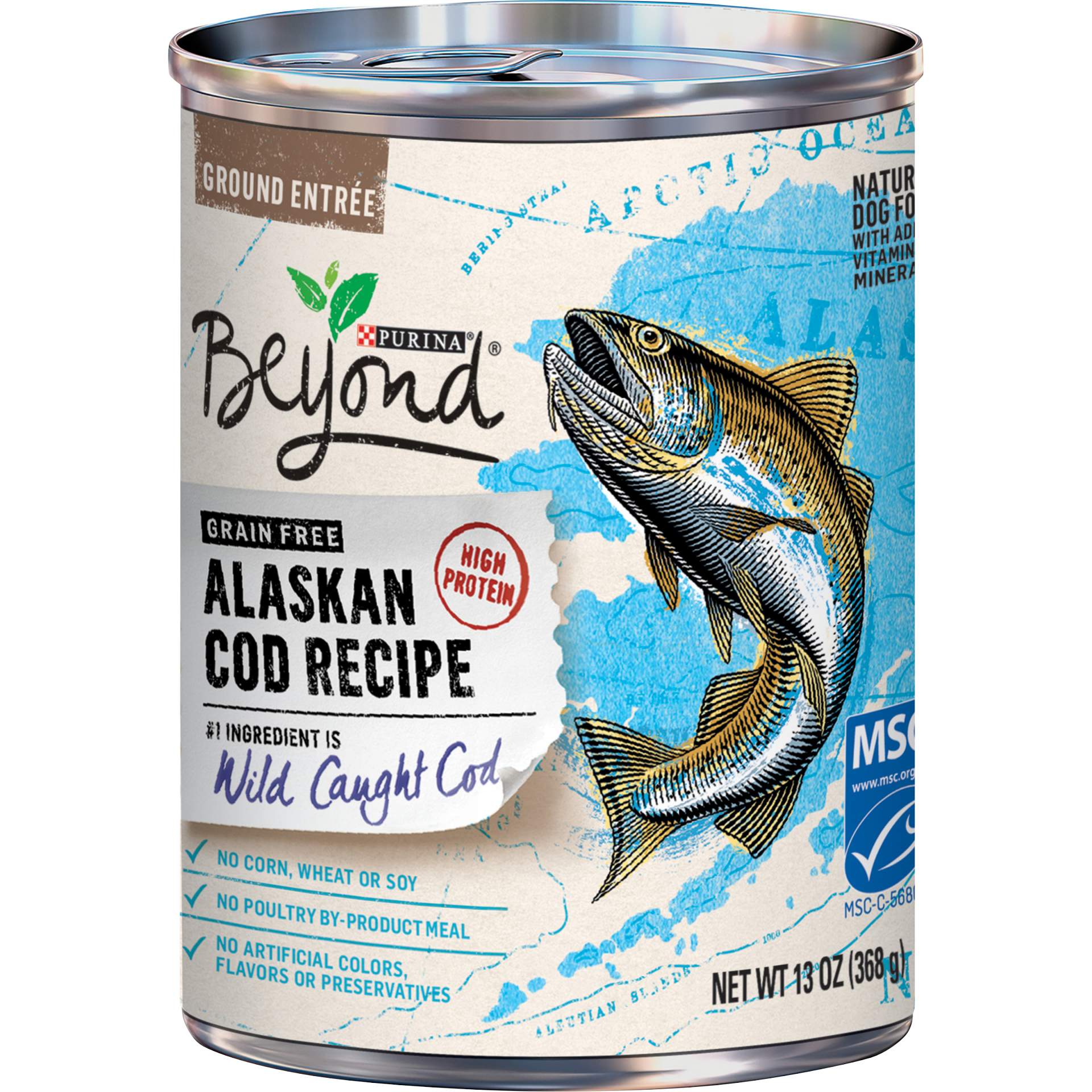 slide 1 of 7, Purina Beyond Grain Free, Natural, High Protein Wet Dog Food, Alaskan Cod Recipe, 14.87 oz