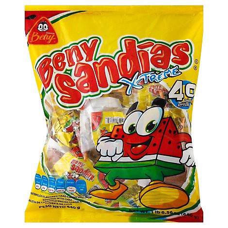 slide 1 of 1, Beny Xtreme Lollipops Covered With Chili Watermelon Flavored 40 Count - 640 Gram, 640 gram