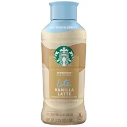 Starbucks No Added Sugar Lite Vanilla Latte Iced Espresso