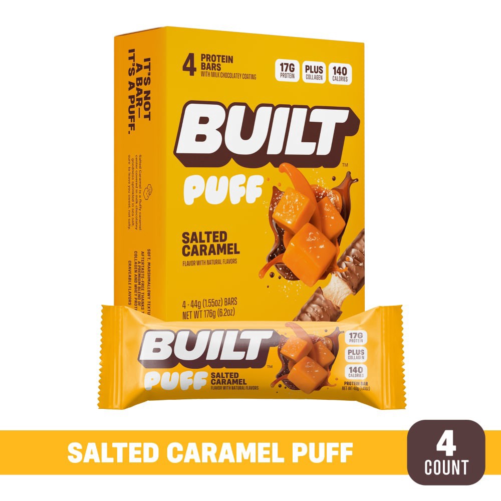 slide 1 of 4, Puff Protein Bar, Salted Caramel, 4ct, 4 ct