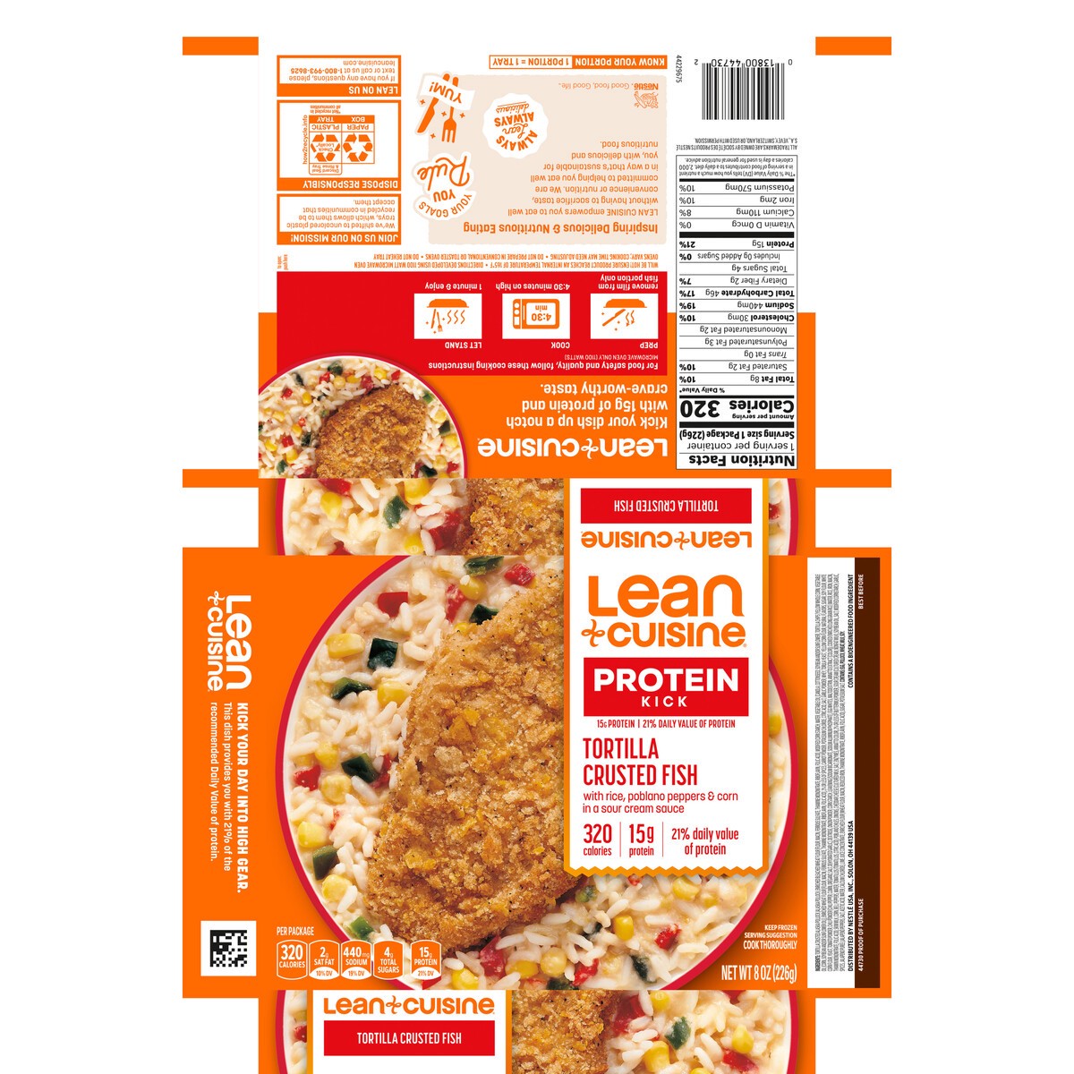 slide 13 of 14, LEAN CUISINE Tortilla Crusted Fish Frozen Entrée 8oz, 8 oz