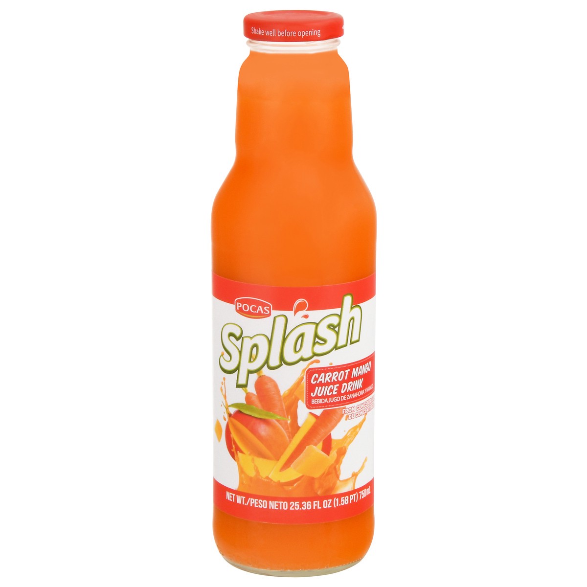 slide 1 of 12, Pocas Splash Carrot Mango, 25 oz