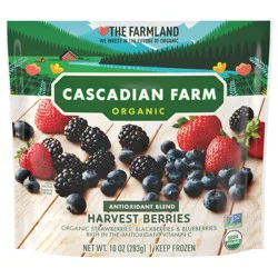 Cascadian Farm Organic Harvest Berries, Antioxidant Blend with Strawberries, Blackberries, and Blueberries, Frozen Fruit, Non-GMO, 10 oz Bag