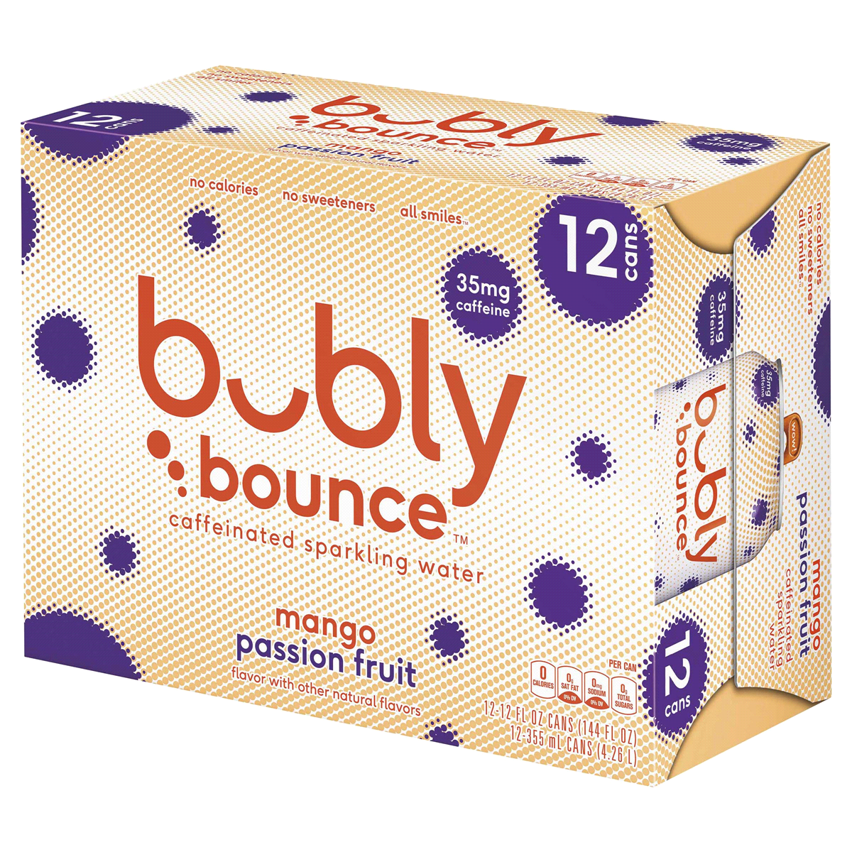 slide 1 of 1, bubly Bounce Mango Passionfruit Sparkling Water 12 Pack, 12 fl oz