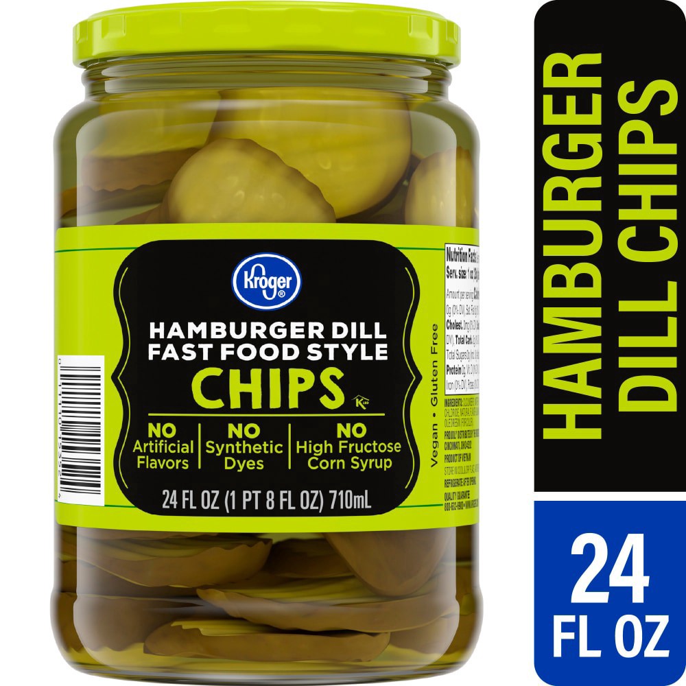 slide 2 of 2, Kroger® Fast Food Style Hamburger Dill Pickle Chips, 24 fl oz