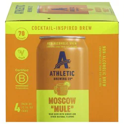 Athletic Brewing Non-Alcoholic Moscow Mule Brew - 4 x 12 fl oz Cans