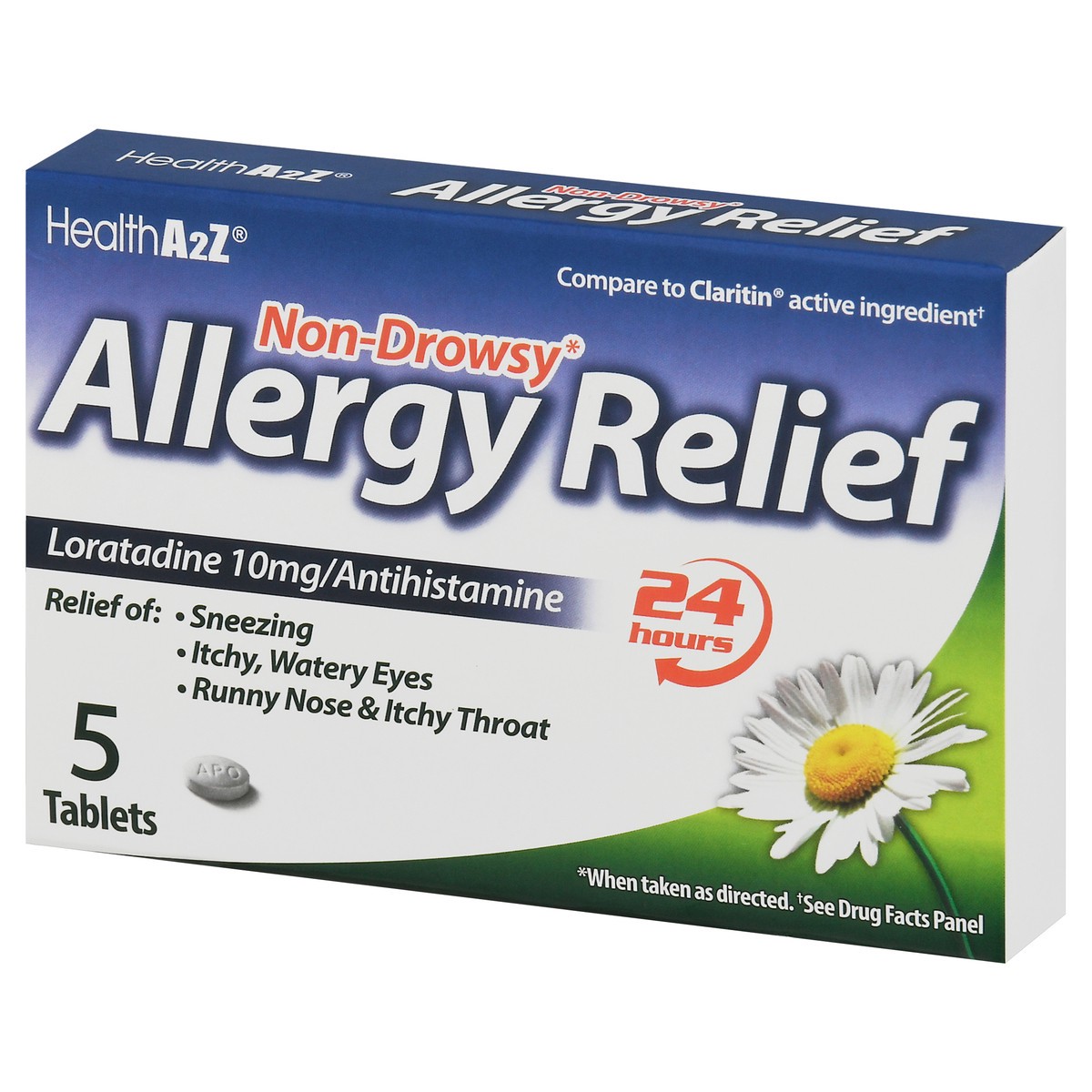 slide 3 of 12, HealthA2Z Tablets 10 mg Non-Drowsy Allergy Relief 5 Tablets 5 ea, 5 ct