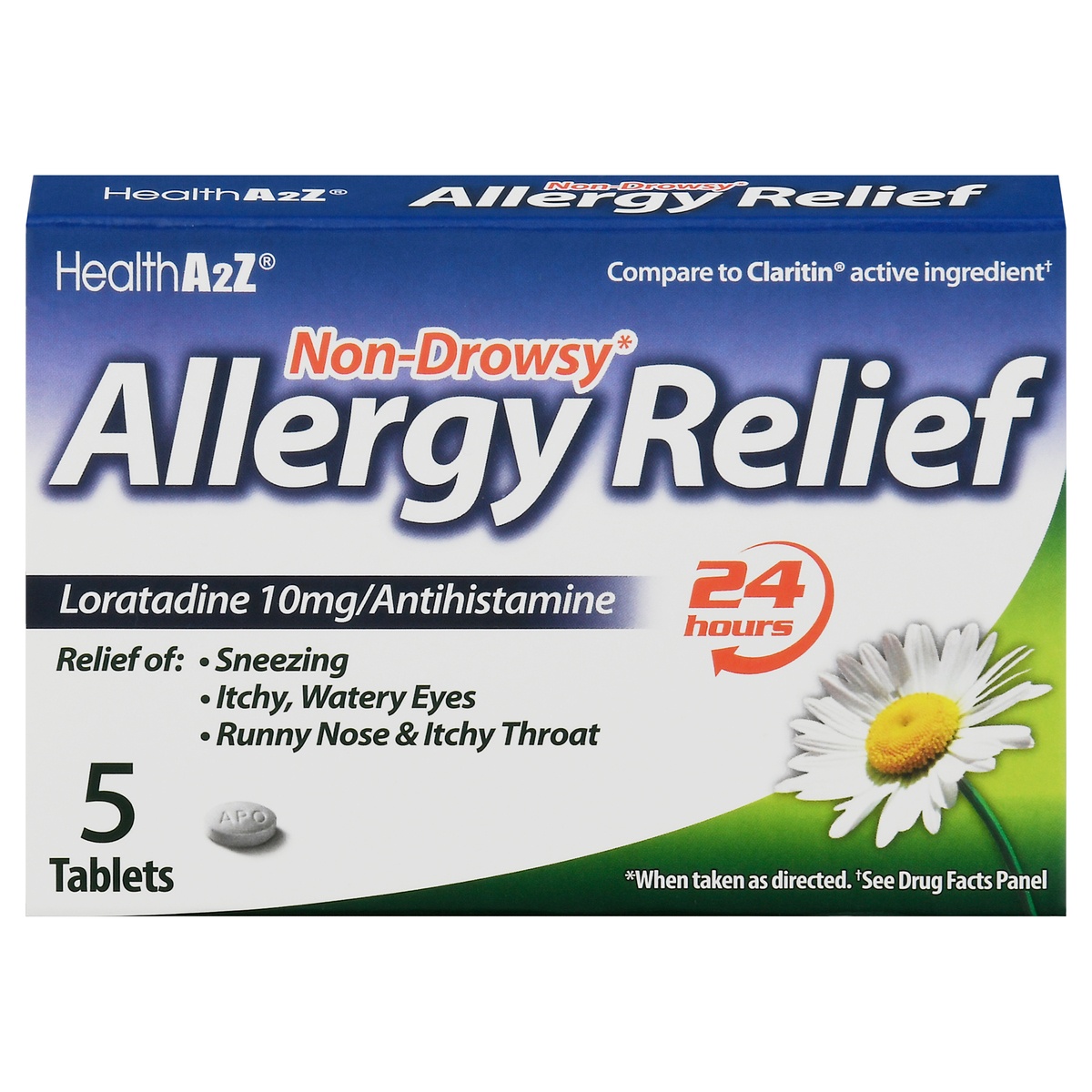 slide 1 of 1, Health A2Z 24 Hour Allergy Relief Tablets, 5 ct