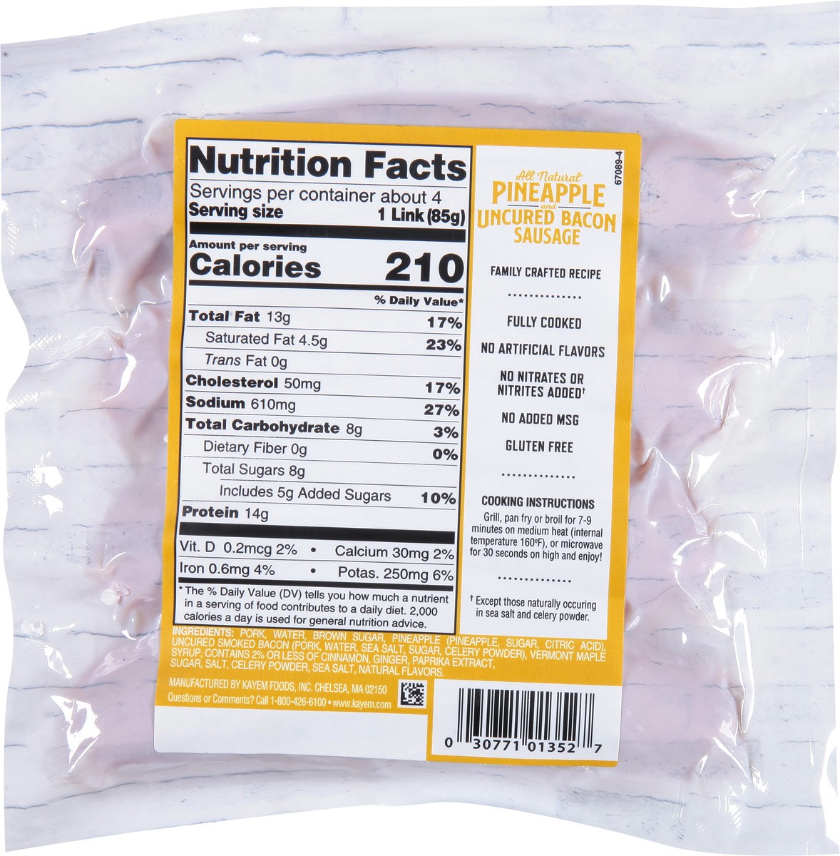 slide 3 of 13, Kayem Uncured Pineapple Bacon Sausg, 12 oz