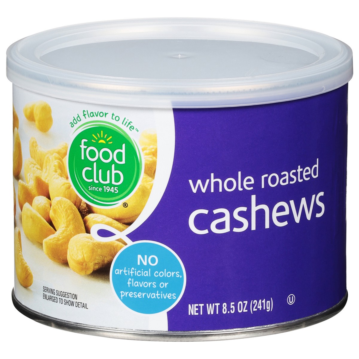 slide 1 of 1, Food Club Roasted Whole Cashews, 8.5 oz