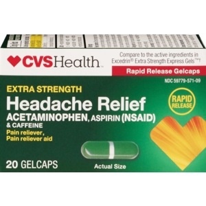 slide 1 of 1, CVS Health Extra Strength Headache Relief Gelcaps, 20ct, 20 ct