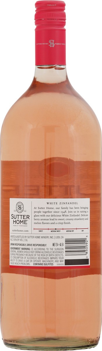 slide 6 of 12, Sutter Home White Zinfandel Wine, 1.5L Wine Bottle, 9.8% ABV, 1.50 liter