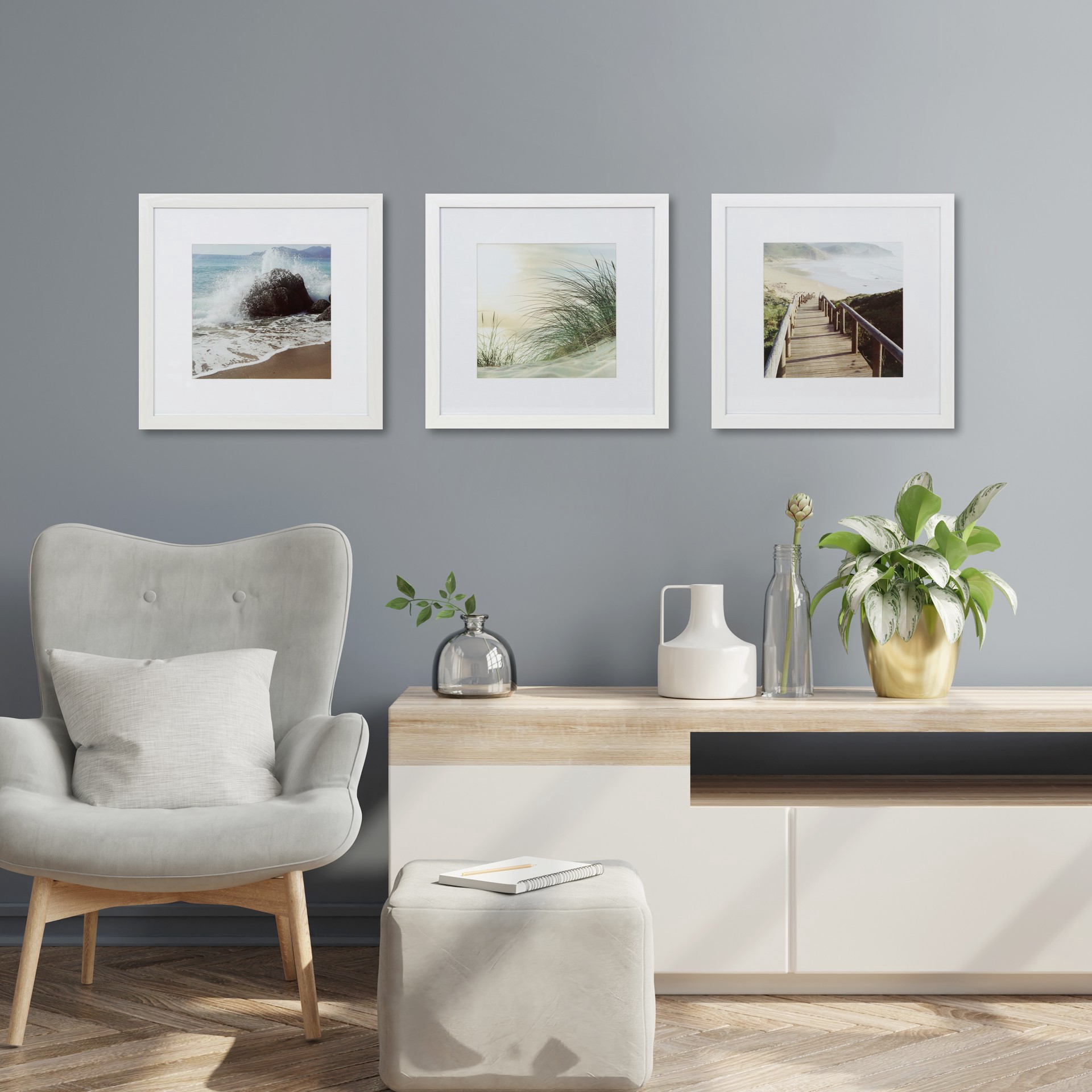 slide 7 of 7, 3 Pack Gallery White Frame With Mat By Studio Decor, 3 ct