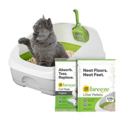 Purina Tidy Cats Litter Box System, BREEZE System Starter Kit Litter Box, Litter Pellets & Pads