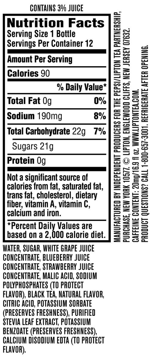 slide 2 of 3, Lipton Berry Iced Tea With A Splash Of Juice - 12 ct; 16.9 fl oz, 12 ct; 16.9 fl oz