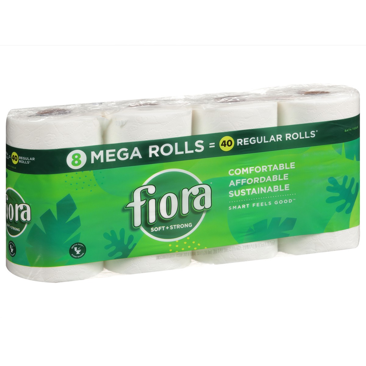 slide 2 of 9, Fiora Mega Rolls Strong + Strong 2-Ply Unscented Bath Tissue 8 ea, 8 ct