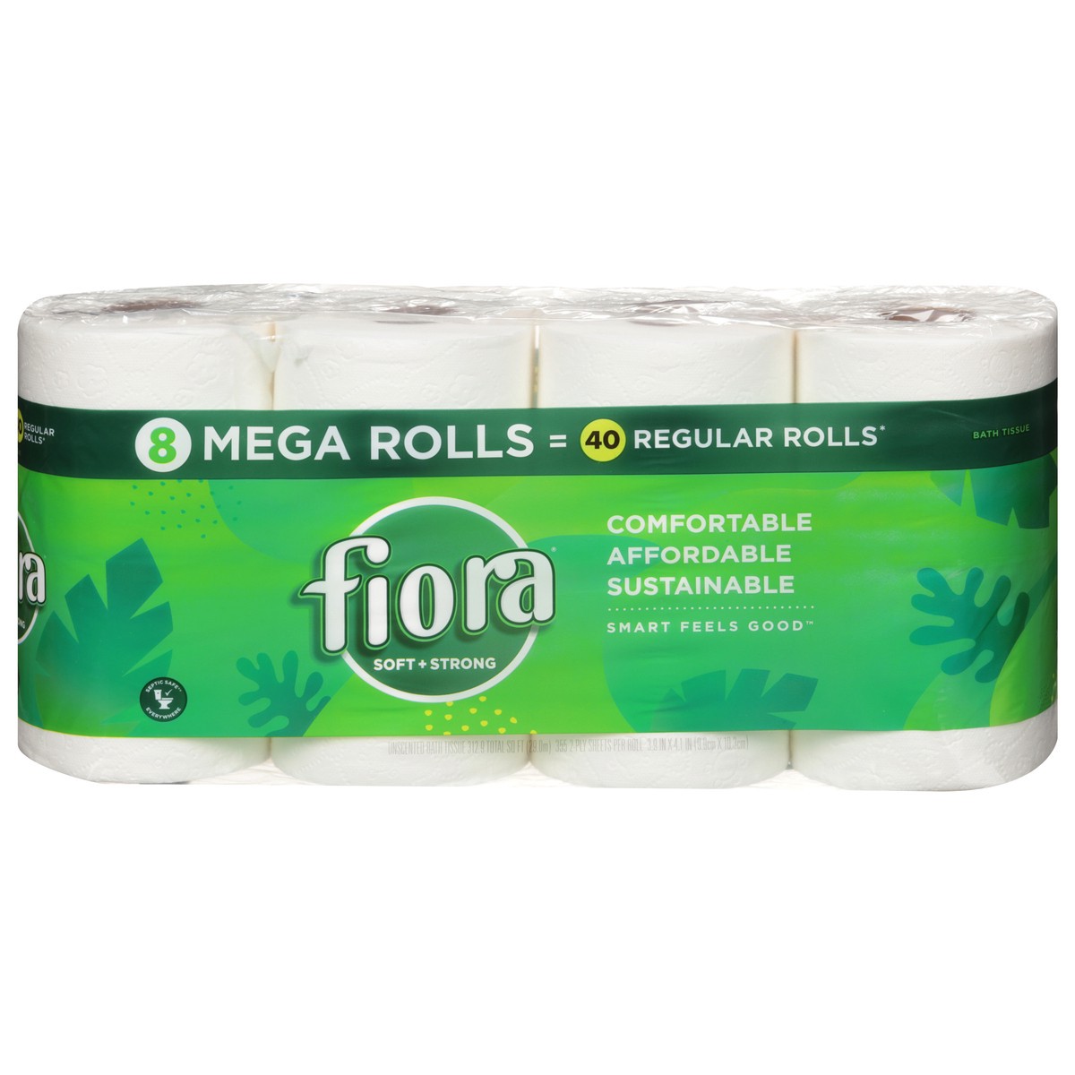 slide 1 of 9, Fiora Mega Rolls Strong + Strong 2-Ply Unscented Bath Tissue 8 ea, 8 ct