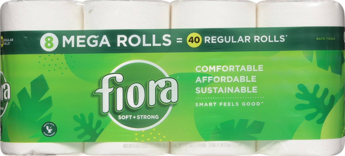 slide 6 of 9, Fiora Mega Rolls Strong + Strong 2-Ply Unscented Bath Tissue 8 ea, 8 ct