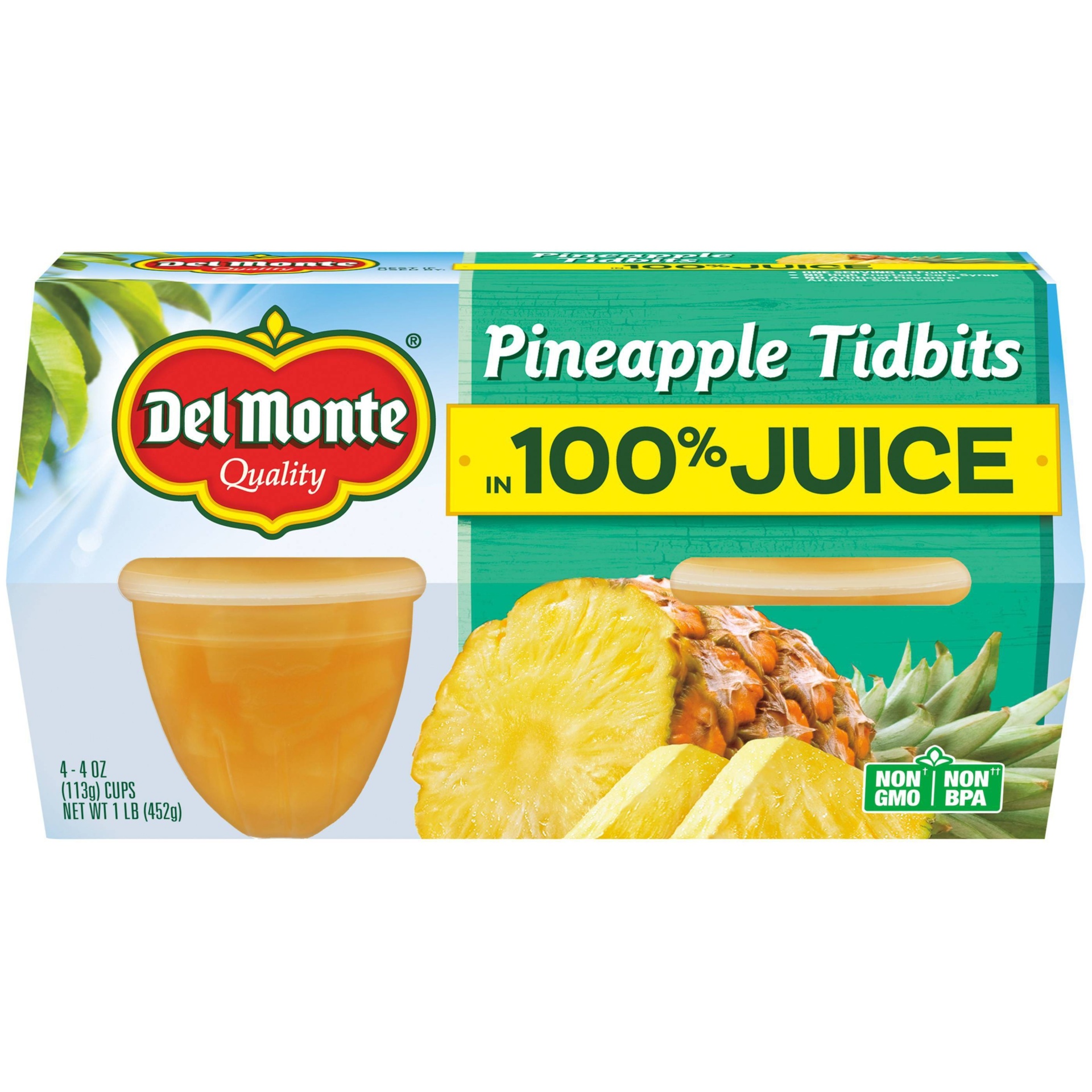 slide 1 of 4, Del Monte Pineapple Tidbits, 4 ct; 4 oz