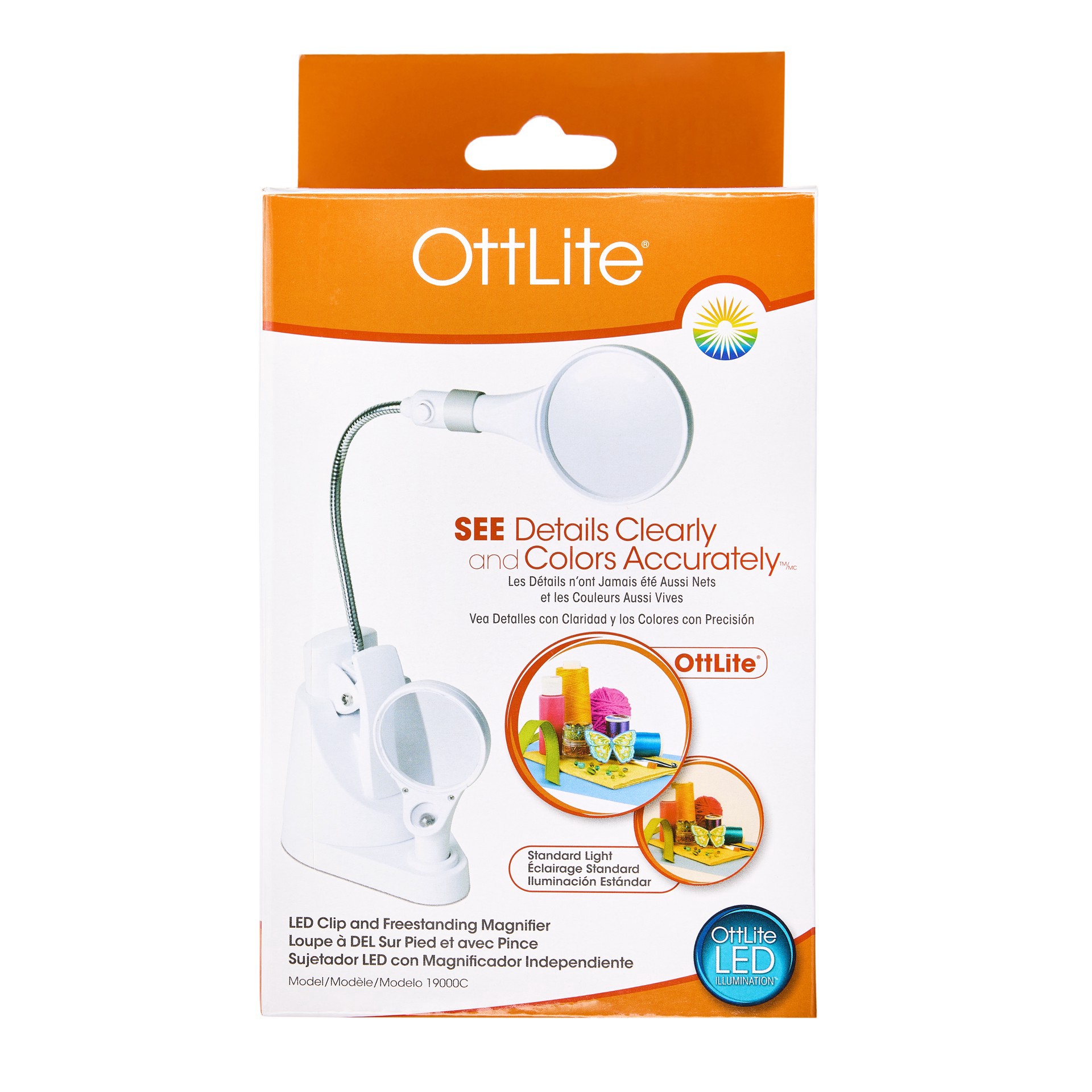 slide 2 of 4, Ott Lite Ottlite Led Clip & Freestanding Magnifier Lamp, 6.7 in x 4.8 in x 3.2 in
