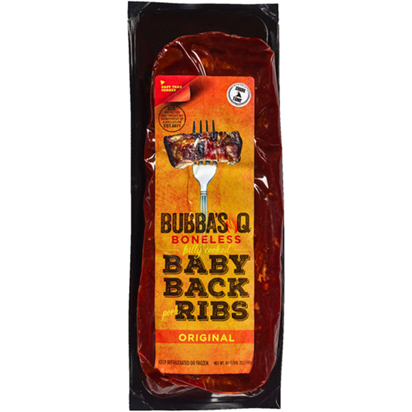 slide 1 of 1, Bubba Q Cooked Boneless Baby Back Rib in Sauce, 18 oz