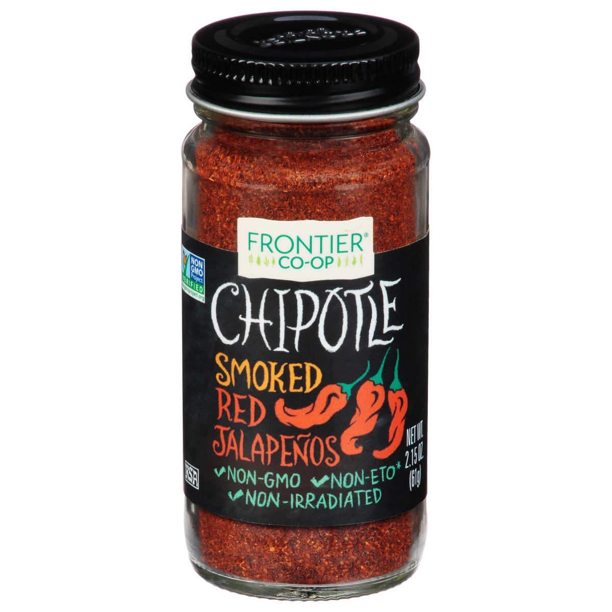 slide 1 of 1, Frontier Co-Op Chipotle Ground Smoked Red Jalapenos, 2.15 oz