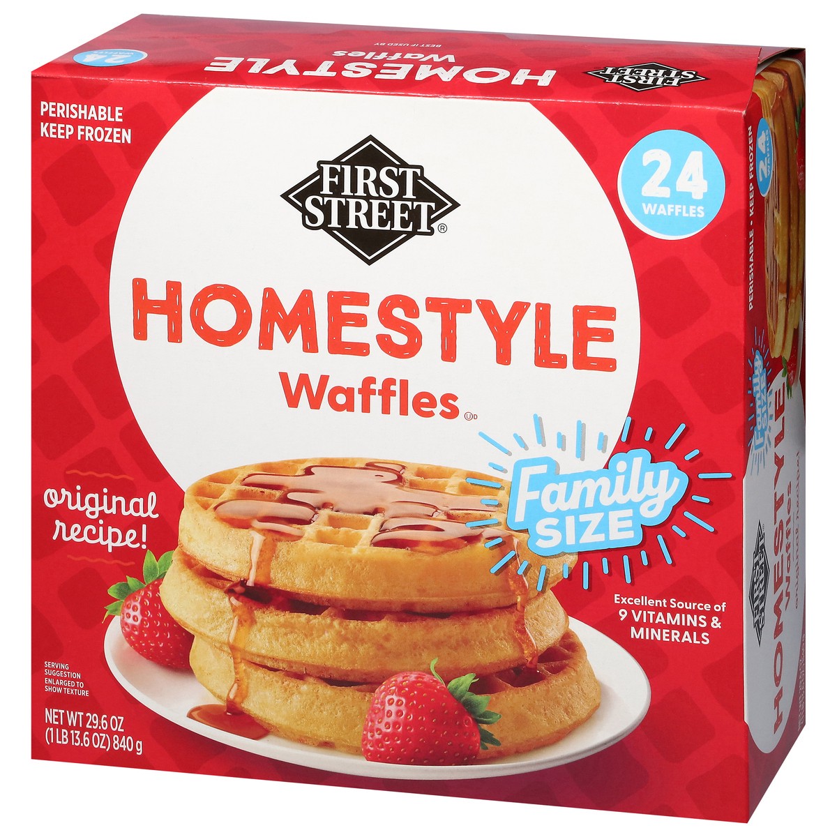 slide 13 of 13, First Street Homestyle Waffles, 24 ct
