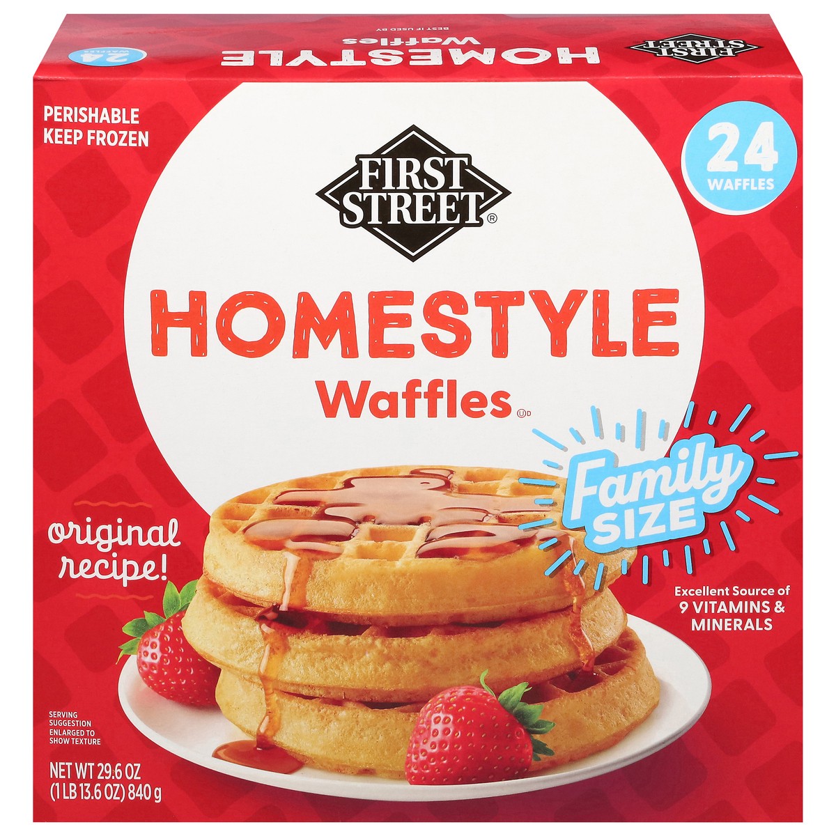 slide 9 of 13, First Street Homestyle Waffles, 24 ct