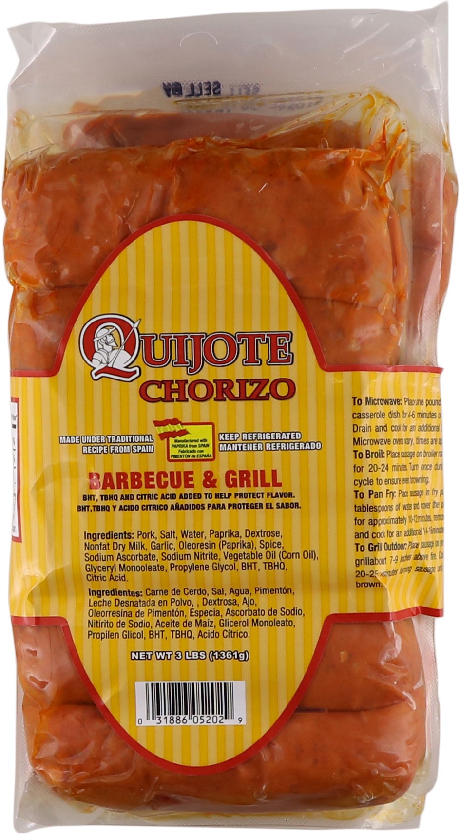 slide 1 of 1, Quijote Chorizo Bbq, 3 lb