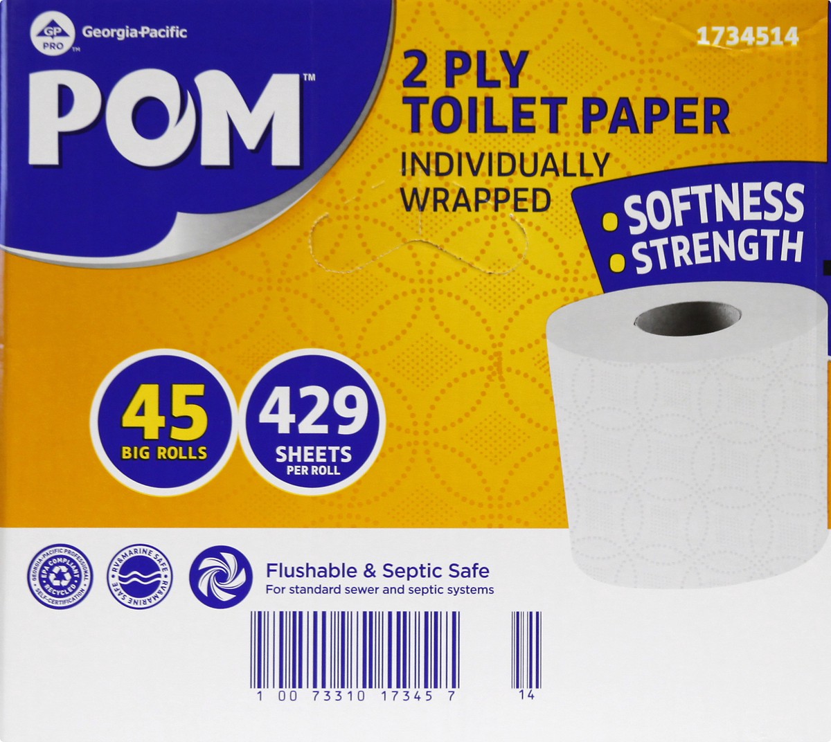 slide 5 of 11, POM 2 Ply Toilet Paper 45 ea, 45 ct